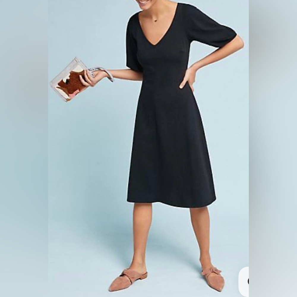 VELVET by Graham & Spencer Black Cotton Midi Dress
